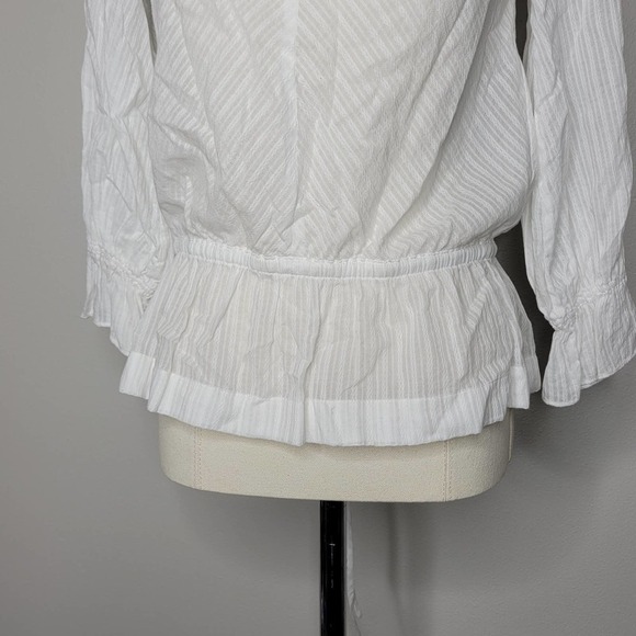 Derek Lam 10 Crosby Long Bell-Sleeve‎ Striped Cotton Blouse Size XS - Picture 5 of 11